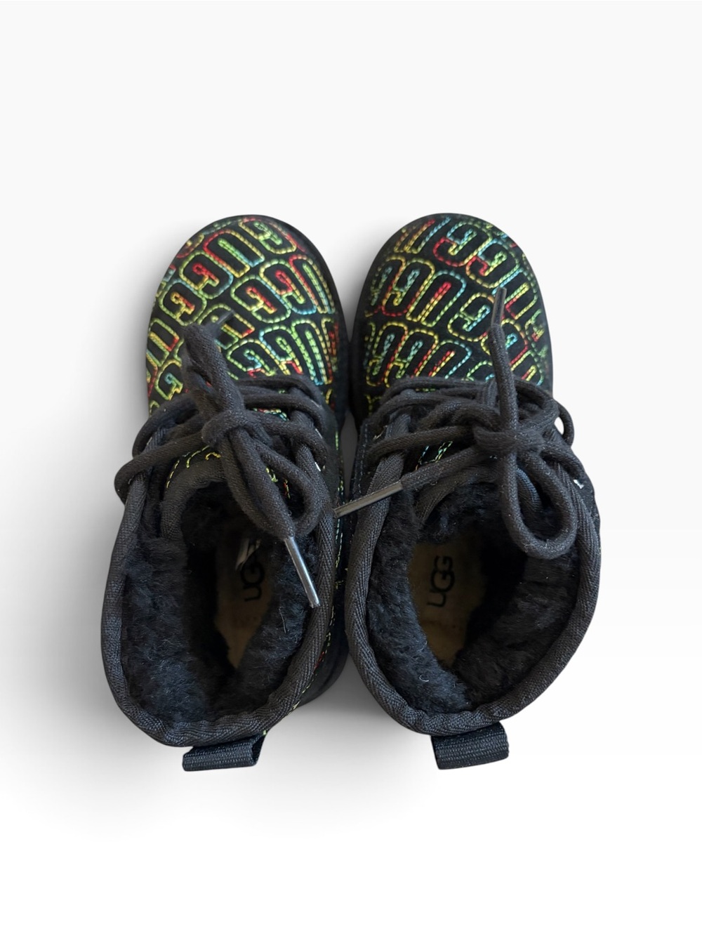 UGG NEUMEL II GRAPHIC STITCH Multi Color BLACK SUEDE BOOTS Chukka Size 13 - Picture 10 of 12